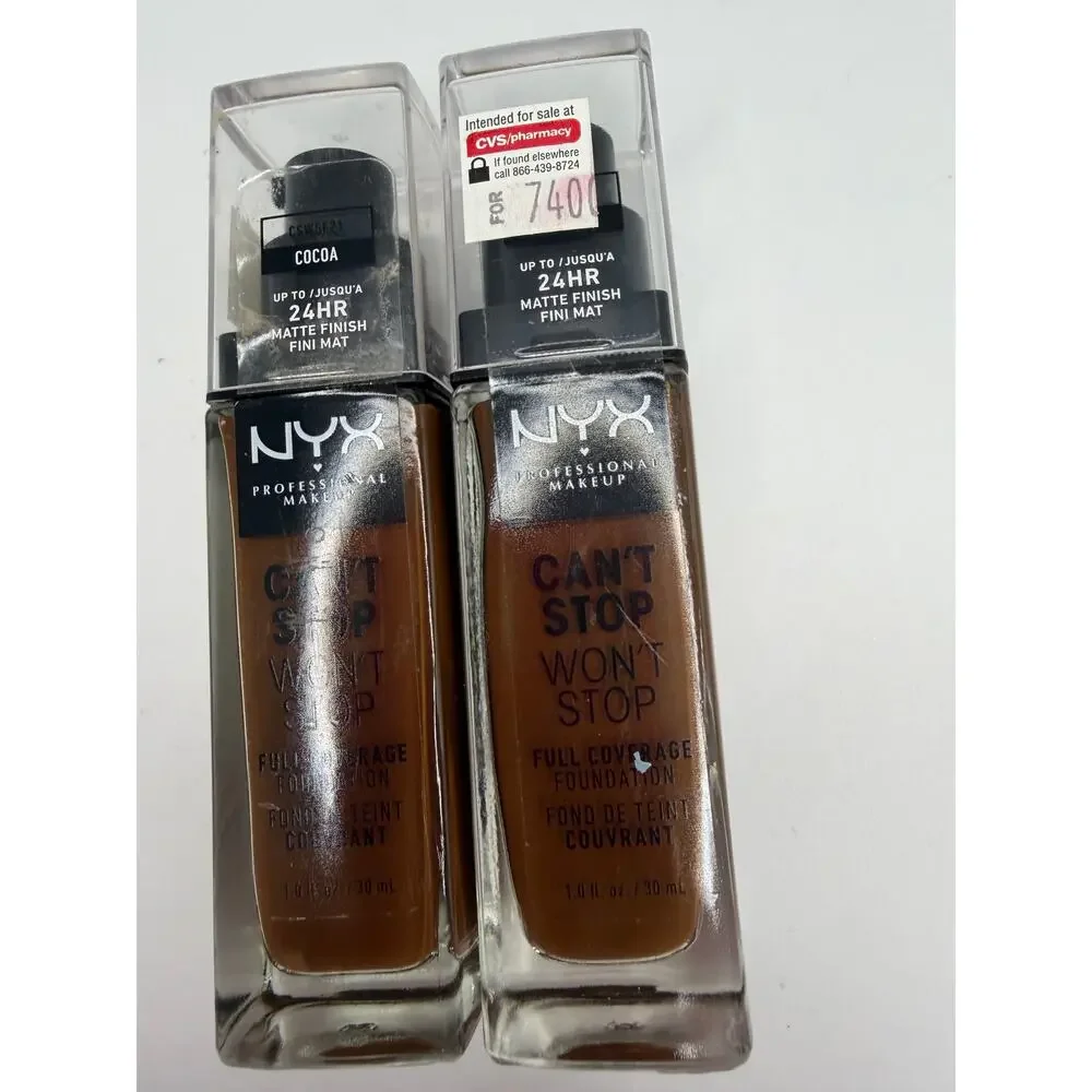 NYX Can't Stop Won't Stop Foundation Cocoa CSWSF23 24HR Matte Lot of 2